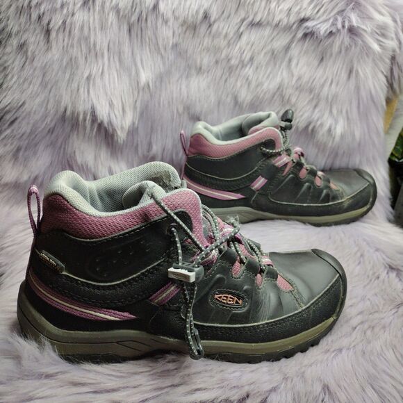 Keen Youth Kids Girls Size 4 Targhee Mid Waterproof Boot 1020131 Raven/Tulipwood - Picture 2 of 7